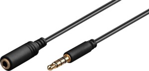 GOOBAY 3.5mm audio cable extension 62480, 4 pin stereo, CU, 3m, black