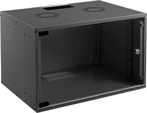 MIRSAN WTC07U45MN.01 Wall mount COM BOX wall 7U with depth 450mm Black (Holes M10)