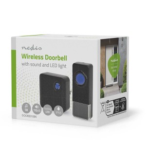 NEDIS DOORB310BK ασύρματο κουδούνι με LED ένδειξη και δυνατότητα αυξομείωσης της έντασης του κουδουνιού, 110dB.
