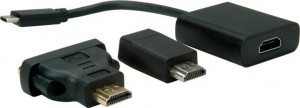 Wert 12.99.3229 Adapter USB-C Stecker auf VGA / DVI / HDMI Buchse Schwarz