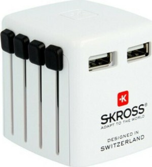 ΦΟΡΤΙΣΤΗΣ USB 2 ΕΞΟΔΩΝ TYPE A 2400mA UNIVERSAL INPUT 1.302320 SKROSS