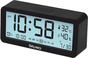 BRUNO ξυπνητήρι BRN-0128 με μέτρηση θερμοκρασίας και υγρασίας, μαύρο