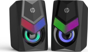 HP DHE-6000 Computer Speakers 2.0 with RGB Lighting and 3W Power in Black Color