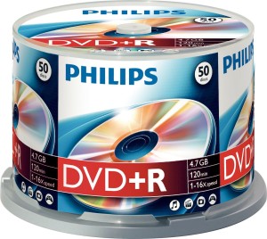 Philips beschreibbare DVD+R 16 x 4.7 GB Kuchenbox 50 Stück