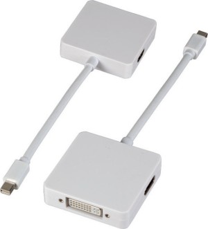 Wert - EB986 - Adapter Mini Displayport Stecker auf DVI / Displayport / HDMI Buchse Weiß