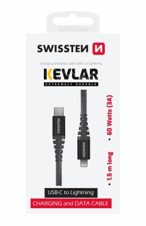 SWISSTEN KEVLAR USB C-Lightning 1,5 60W