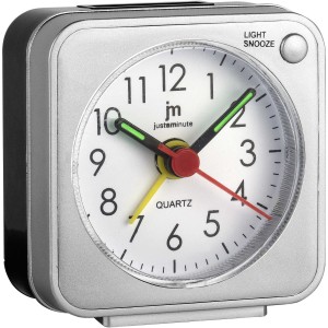 Justaminute JA7035N Desk Analog Clock and Alarm Clock with White Dial in Gray Color