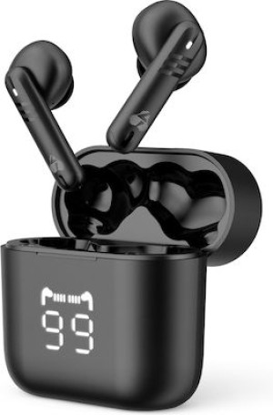 POWERTECH earphones με θήκη φόρτισης PT-1227, TWS, ENC, 30/480mAh, μαύρα