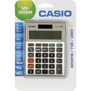 Casio Αριθμομηχανή Λογιστική MS-100BM 10 Ψηφίων σε Ασημί Χρώμα