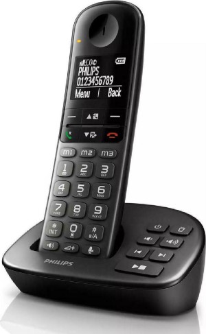 Teléfono inalámbrico PHILIPS XL4951DS / 34, menú griego, contestador automático, negro