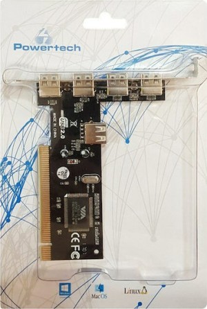 Powertech Κάρτα PCI σε 4 εξωτερικές και 1 εσωτερική θύρα USB 2.0