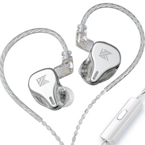 KZ DQ6 Silver With Mic - IEM 3,5 HBB Tuned Improved In Ear Monitor Earphones, 3DD Dynamic