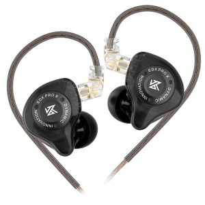 KZ EDX PRO Black No Mic - IEM 3,5 In Ear Monitor Earphones, 1DD Dynamic, HIFI bass, Noise Cancelling