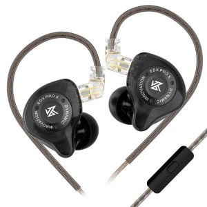 KZ EDX PRO Black Mic - IEM 3,5 In Ear Monitor Earphones, 1DD Dynamic, HIFI bass, Noise Cancelling
