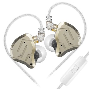 KZ ZSN PRO 2 Gold With Mic - IEM 3,5 In Ear Monitor Earphones, Hybrid 1BA+1DD 10mm, metal, HIFI bass