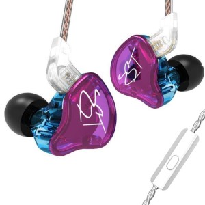 KZ ZST Purple With Mic - IEM 3,5 In Ear Monitor Earphones, Dynamic Hybrid Dual Driver 1BA+1DD I
