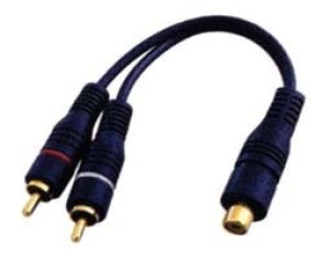 OEM, RC037A, Audiokabel 1xRCA-Buchse auf 2xRCA-Stecker GOLD-0.25m