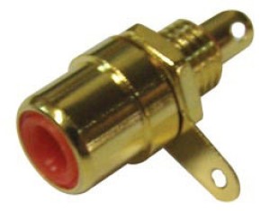 Ultimax, RJ229G, RCA Female Chassis Metallic Gold Plated - Red