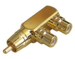 Ultimax, RA-3160G, vergoldeter Cinch-Adapterstecker auf 2x Cinch-Buchse