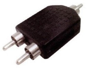 Adaptador de plástico Ultimax, AU1532, RCA macho a 2xRCA macho