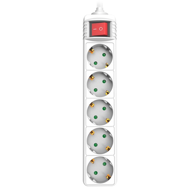SONORA PSW501 Πολύπριζο 5 θέσεων με διακόπτη ON/OFF και καλώδιο 1.5m σε λευκό χρώμα.