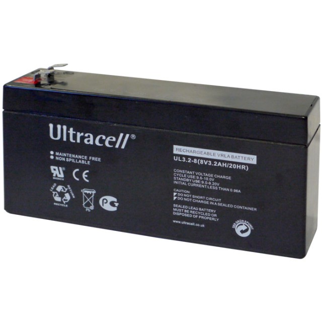 Ultracell UL3.2-8 Rechargeable 8 Volt / 3,2 Ah Lead Battery