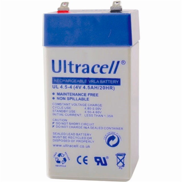 Batería de plomo recargable Ultracell UL4.5-4 de 4 voltios / 4,5 Ah