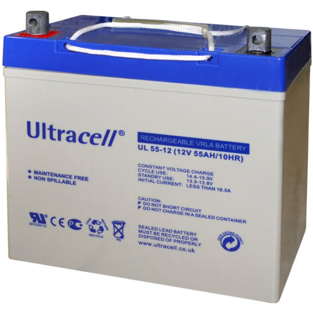 Ultracell UL55-12 Rechargeable 12 Volt / 55 Ah Lead Battery