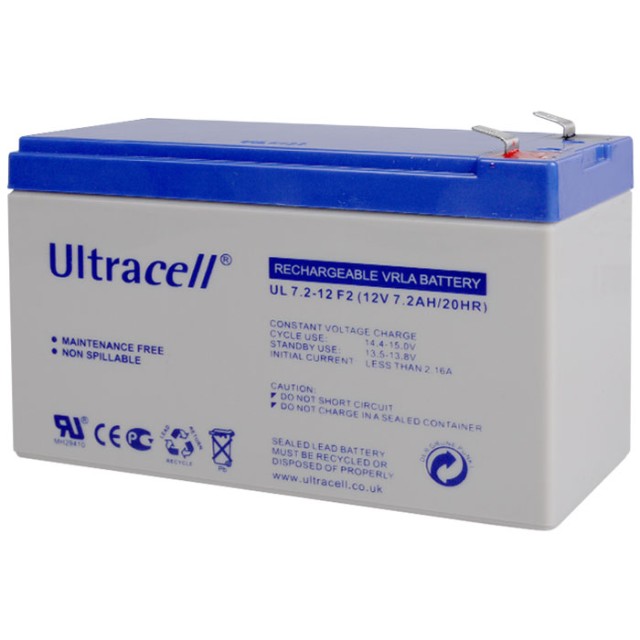 Ultracell UL7.2-12 F2 12 Volt Rechargeable Lead Battery / 7,2 Ah