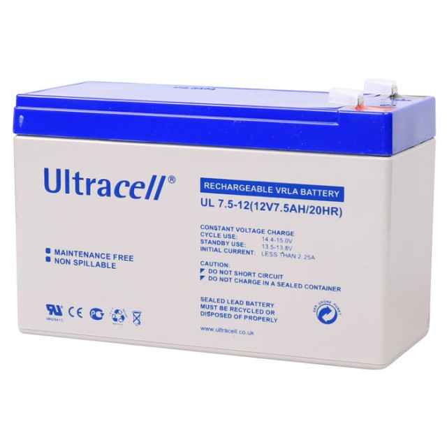 Ultracell UL7.5-12 Rechargeable 12 Volt / 7,5 Ah Lead Battery