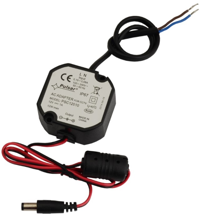 PULSAR PSC12010 12V/1A Alimentatore impermeabile 12V/1A Adatto per il montaggio su un supporto per fotocamera