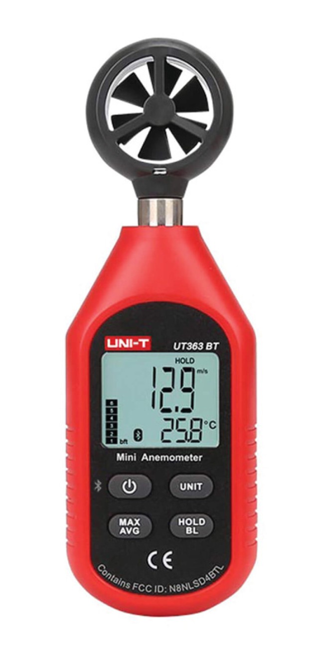 Anemómetro digital UNI-T UT363BT, 0-30m/s, Bluetooth