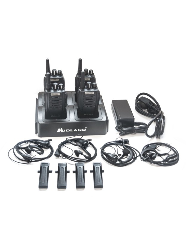 Midland BR02 PRO Z QUAD (C1524.01) Tragbarer professioneller Transceiver PMR446 Set mit 4 Stück