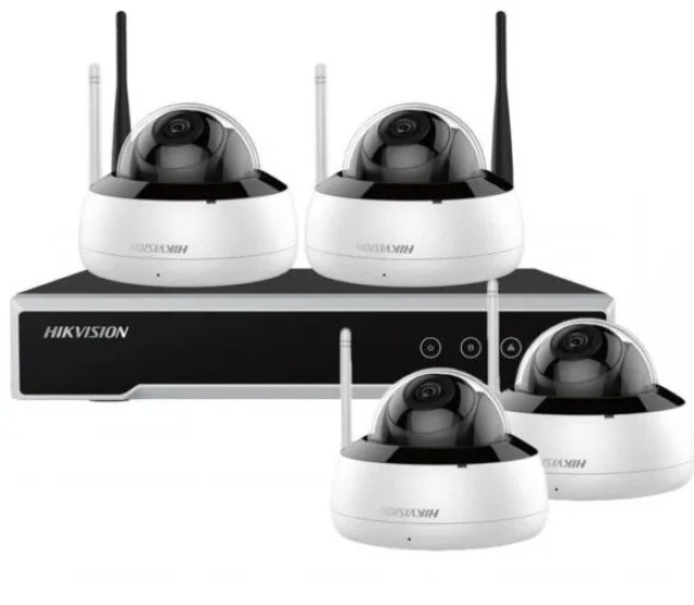Sistema CCTV Wi-Fi integrado de Hikvision con 4 cámaras domo inalámbricas NK42W1H-1T(WD)(B)