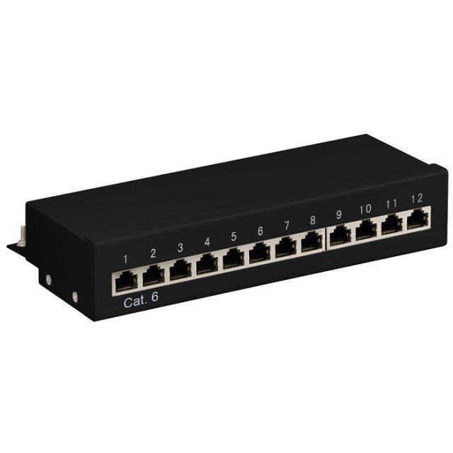 GOOBAY 69307 CAT6 ETHERNET PATCH PANEL 12PORT STP BLACK