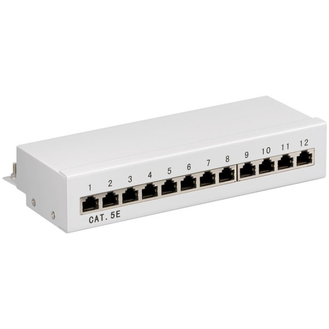 93041 PANNELLO PATCH ETHERNET CAT5E 12PORTE STP GRIGIO