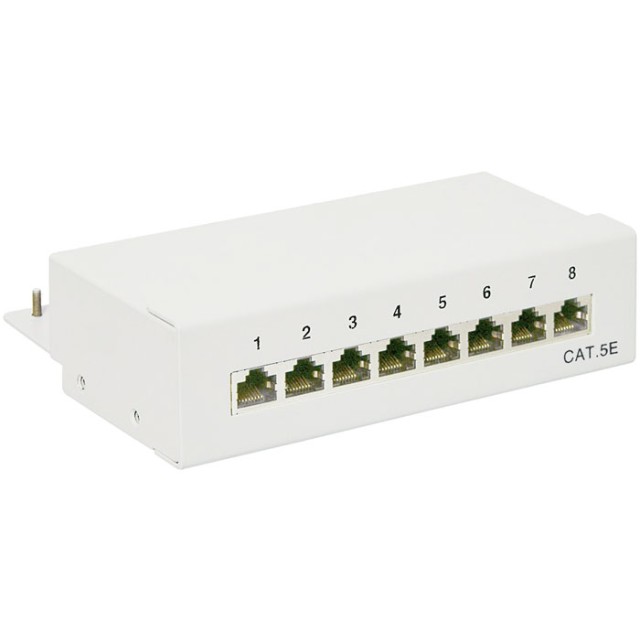 68882 CAT5E ETHERNET PATCH PANEL. 8PORT STP GRAY