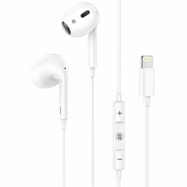 AURICULARES CON CABLE LAMTECH LIGHTNING CON MICROFONO BLANCO LAM111740