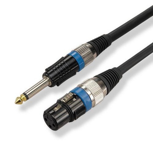 EDC, 7-0060/5.0M, Καλώδιο 3pin XLR θηλυκό / Jack 6.3mm. Mono αρσενικό 5m.