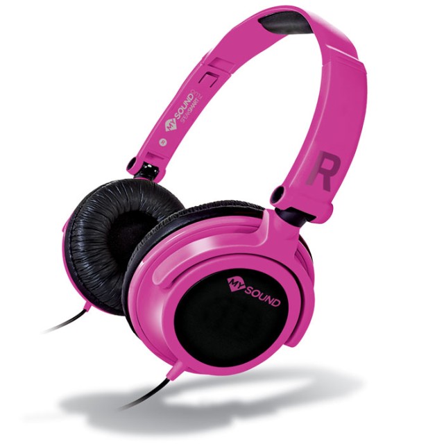 MELICONI MYSOUND SPEAK SMART FLUO FUCSIA-BLACK ON-EAR STEREO HEADSET WITH MICROPHONE