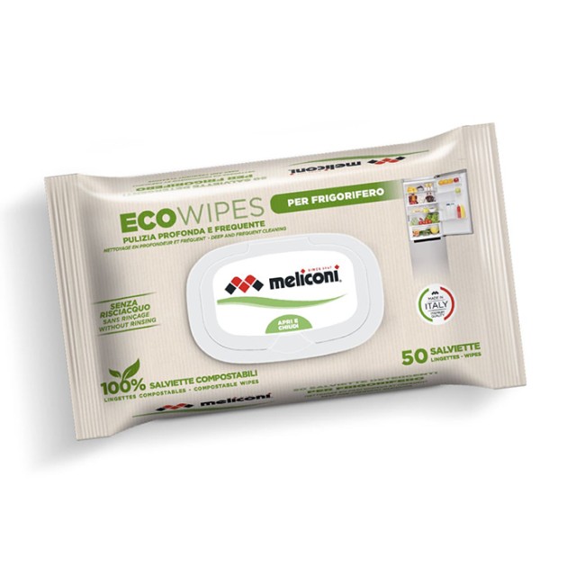MELICONI ECO WIPES FOR REFRIGERATOR Υγρά μαντηλάκια για καθαρισμό του ψυγείου, σε συσκευασία 50 τεμαχίων.