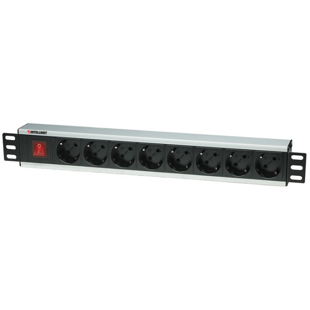 INT 207157 19 POWER STRIP 8 BUCHSEN DEUTSCHER TYP MIT SCHALTER SCHWARZ