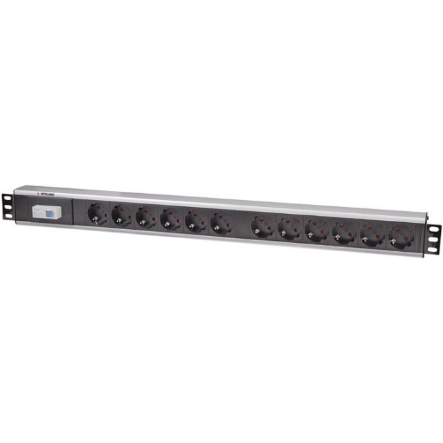 INT 711449 19 POWER STRIP 12 STECKDOSEN DEUTSCHER TYP MIT EINZELNEN LUFTSCHALTER SCHWARZ