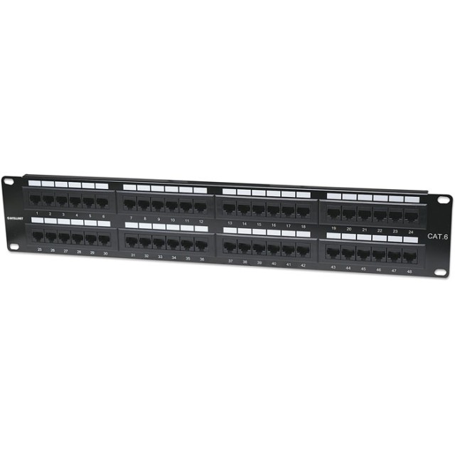 INTELLINET INT 560283 19 PANNELLO PATCH ETHERNET 2U CAT6 48PORTE UTP NERO