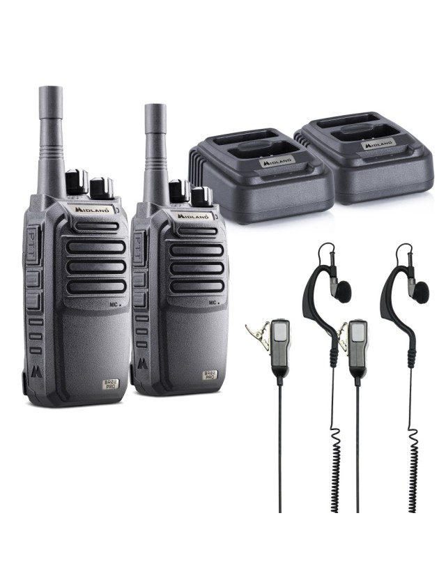 Midland BR02 Pro Pack 2 (C1444.01) Tragbarer professioneller Transceiver PMR446 Set mit 2 Stück