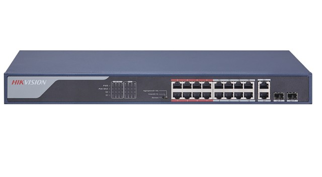 HIKVISION DS-3E0318P-E (B) Switch POE non gestito 16 posizioni 100 Mbps / 2xRJ45 Uplink 1000 Mbps
