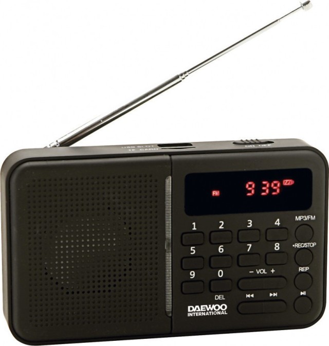 Daewoo DRP-122 Portable Radio Rechargeable with USB Black