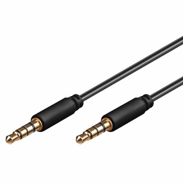 GOOBAY καλώδιο ήχου 3.5mm 63832, 4 pin stereo, copper, 3m, μαύρο