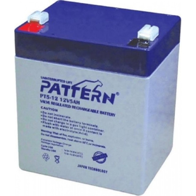 PATTERN ΜΠΑΤΑΡΙΑ ΜΟΛΥΒΔΟΥ ΚΛΕΙΣΤΟΥ ΤΥΠΟΥ 12V/5.0Ah PT5.0-12 PTN