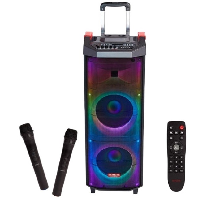 Sistema de Karaoke Aiwa con Micrófonos Inalámbricos KBTUS-710 en Color Negro
